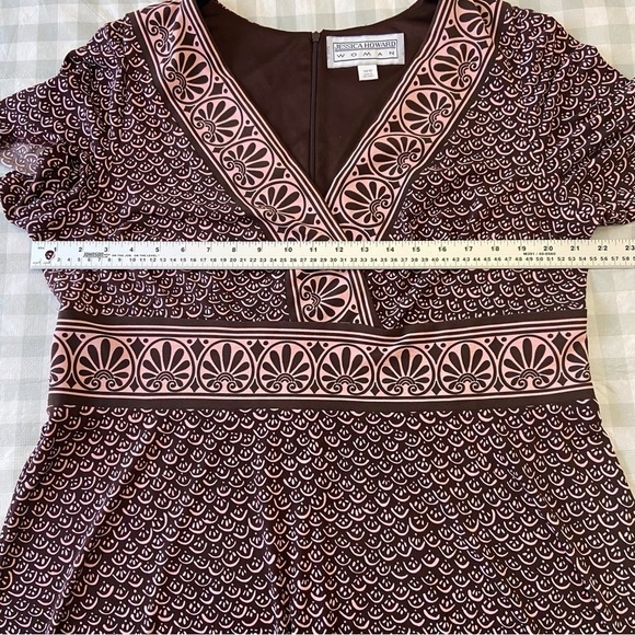 JESSICA Howard midi dress pink brown pattern stretch jersey plus size 18W - Picture 8 of 12